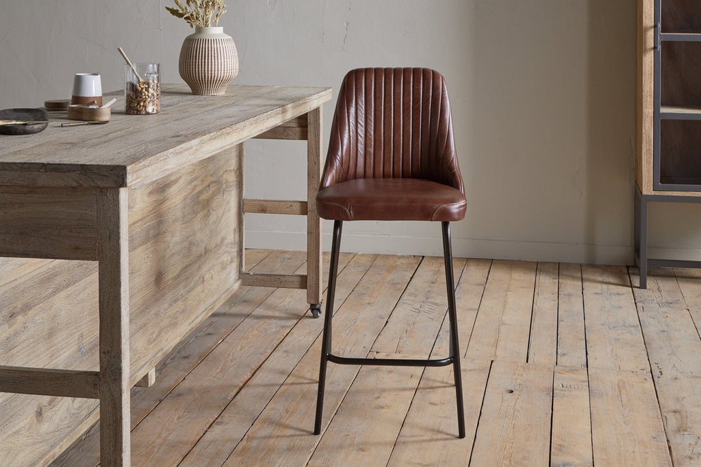 Harsha Leather Counter Chair - Chocolate Brown