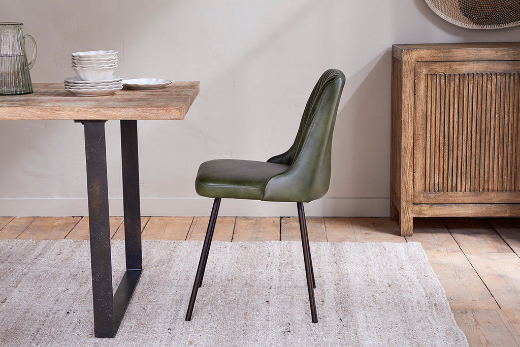 Harsha Leather Dining Chair - Rich Green
