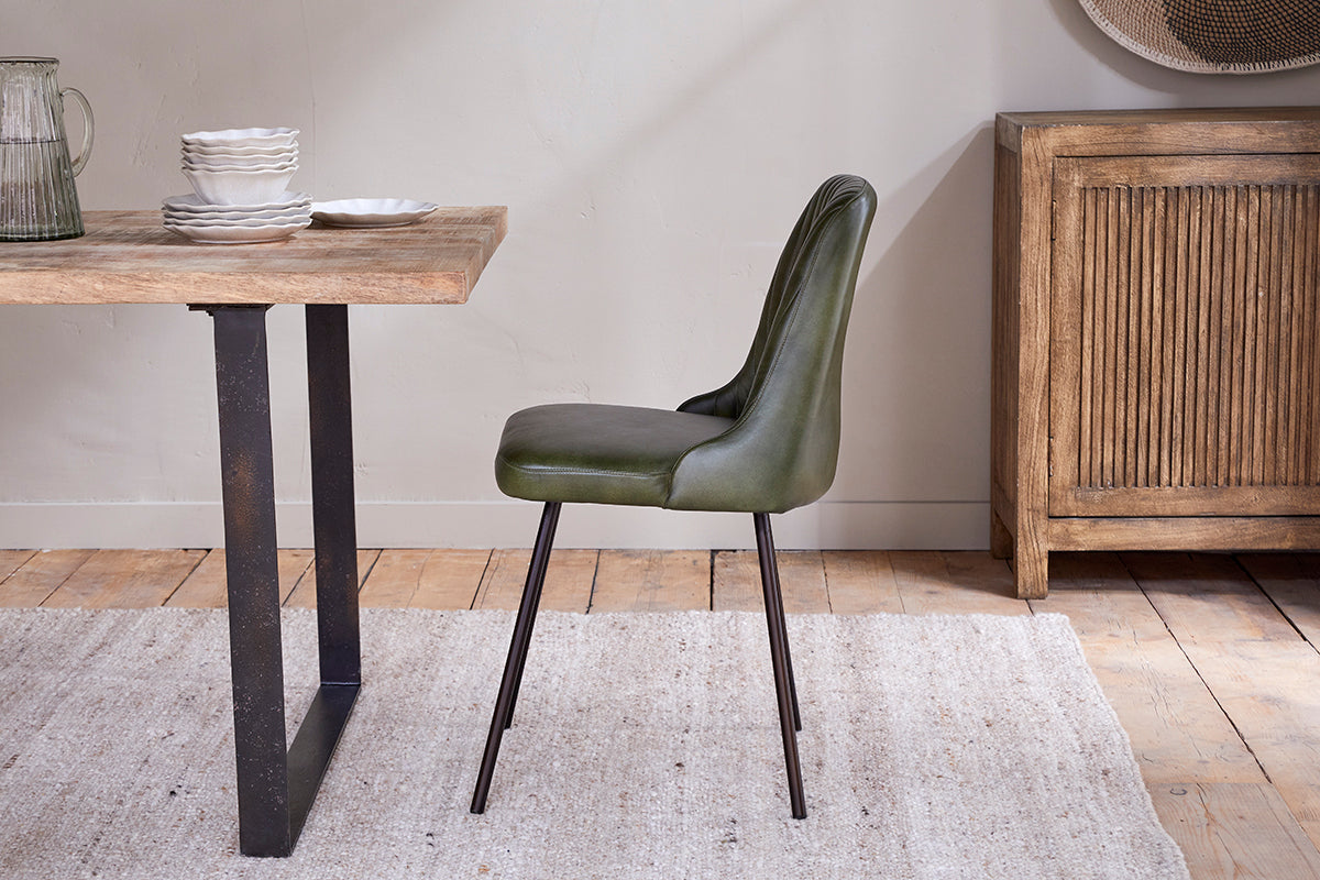 Harsha Leather Dining Chair - Rich Green