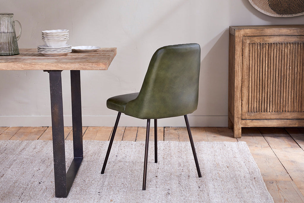Harsha Leather Dining Chair - Rich Green