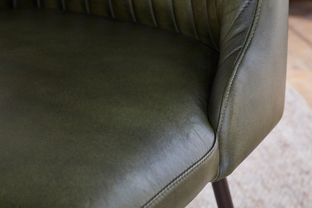 Harsha Leather Dining Chair - Rich Green