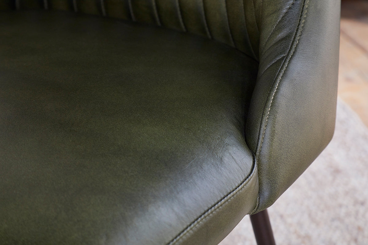 Harsha Leather Dining Chair - Rich Green