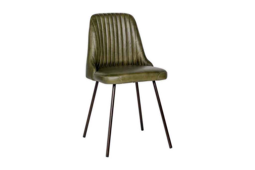 Harsha Leather Dining Chair - Rich Green