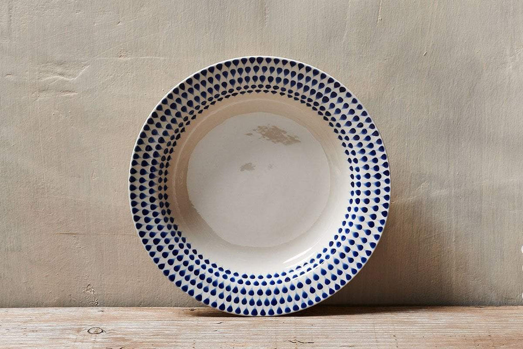 Indigo Drop Pasta Bowl - Cream & Indigo