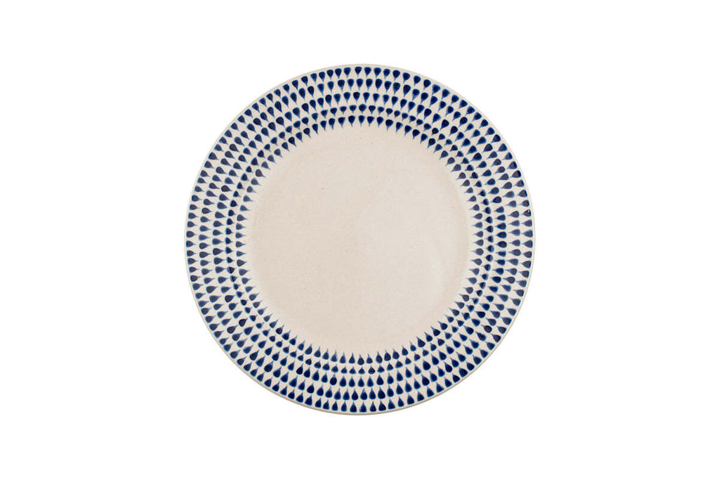 Indigo Drop Side Plate - Cream & Indigo