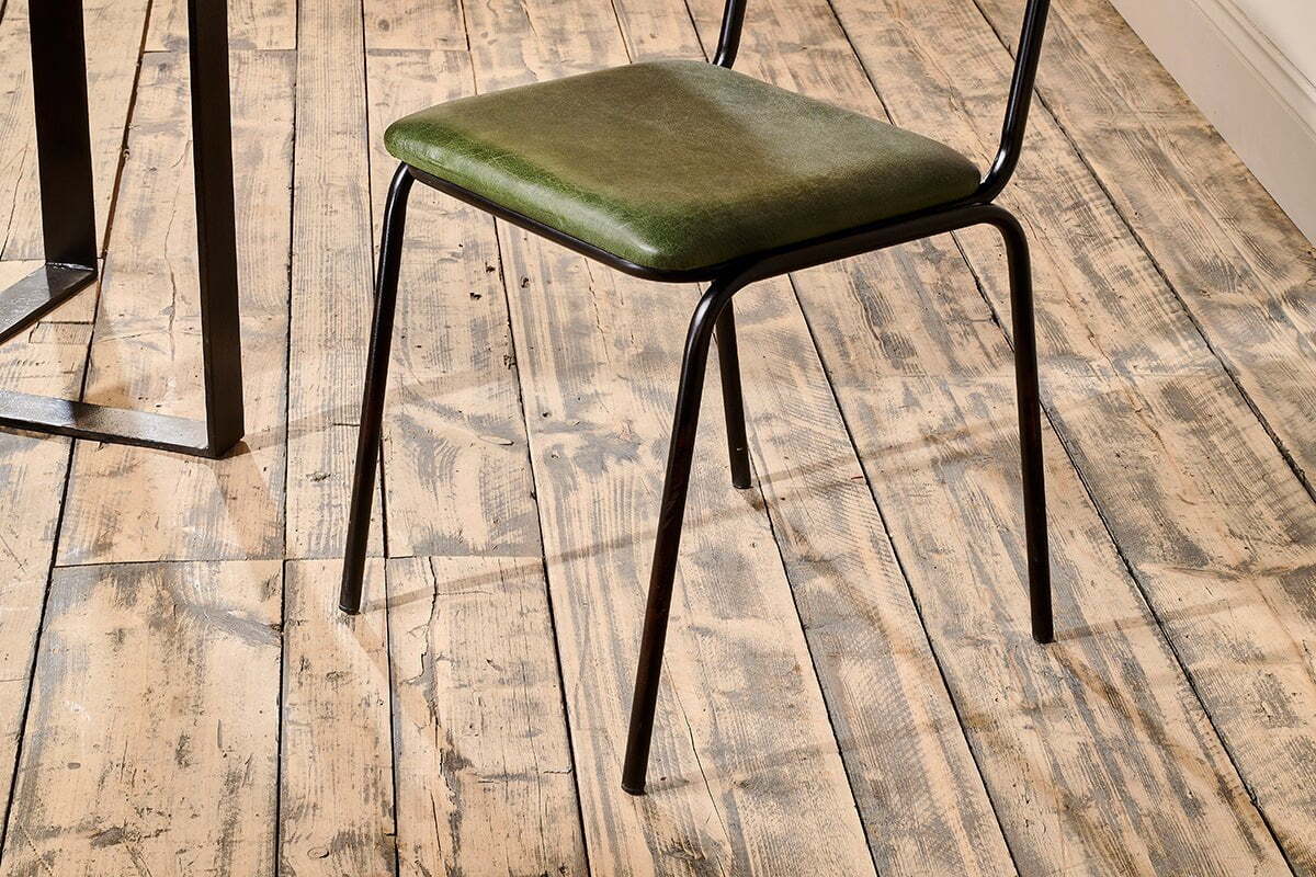 Iswa Leather & Cane Dining Chair - Green