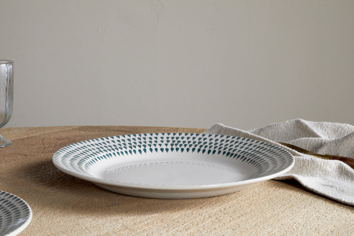 Juniper Drop Dinnerware Set - Cream & Juniper (Set of 12)