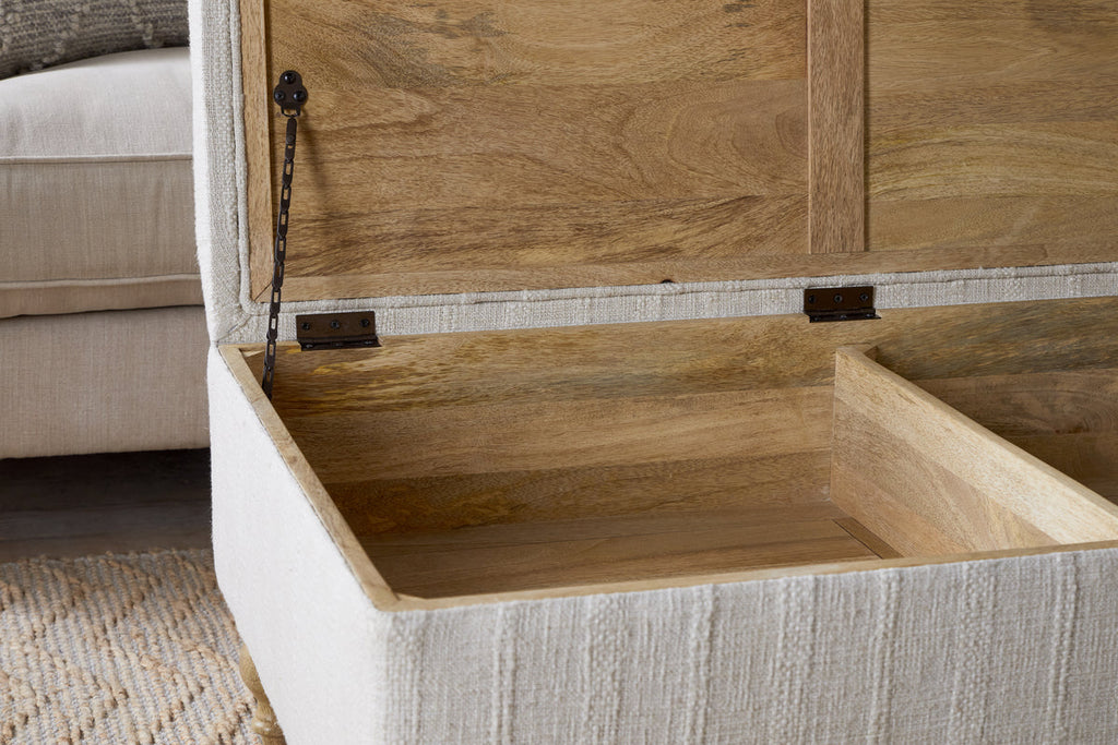 Kiana Upholstered Storage Ottoman - Natural