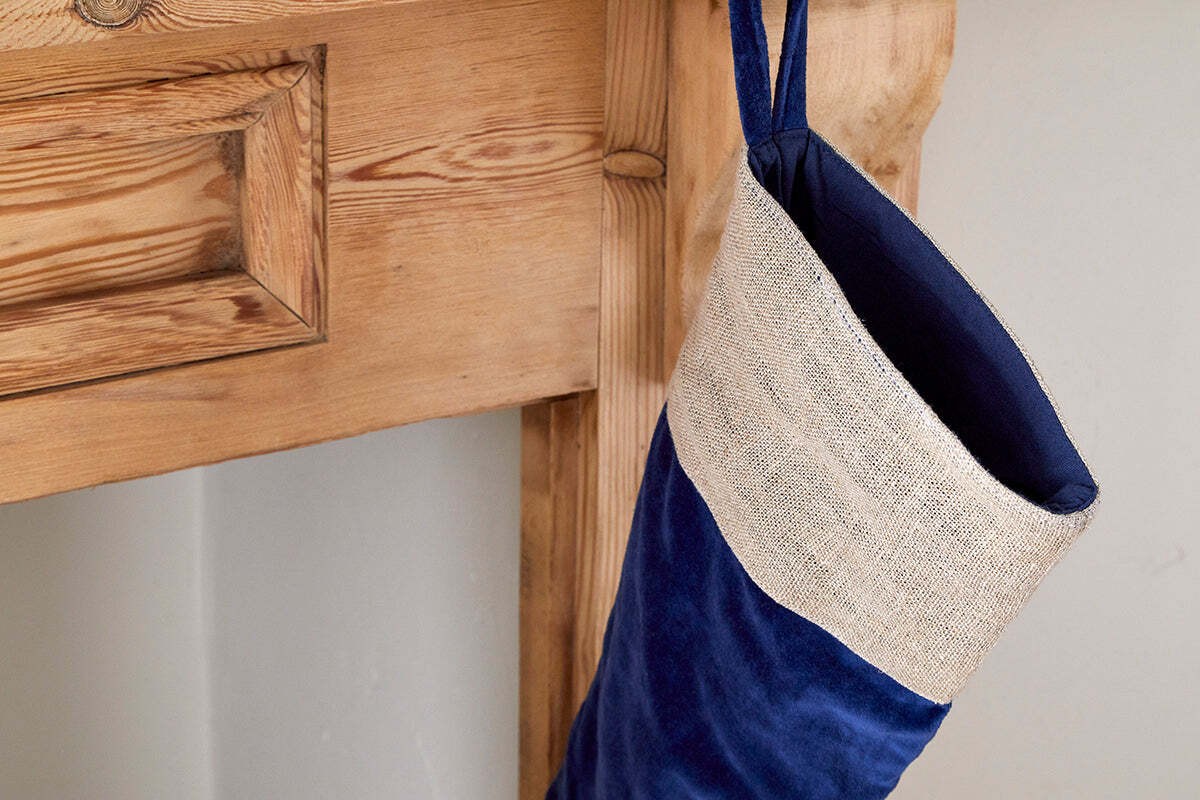 Karru Cotton Velvet Stocking - Indigo