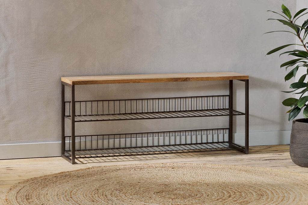 Kiyoma Iron & Wood Low Standing Shelves  - Natural