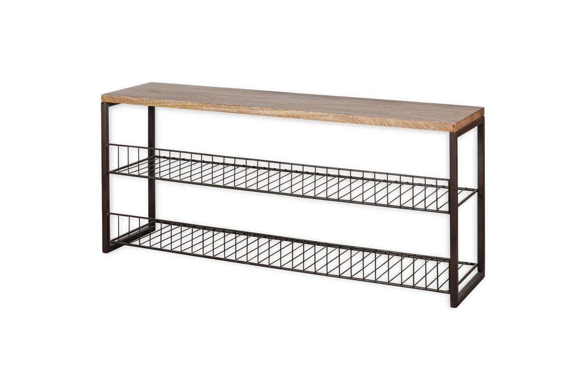 Kiyoma Iron & Wood Low Standing Shelves  - Natural