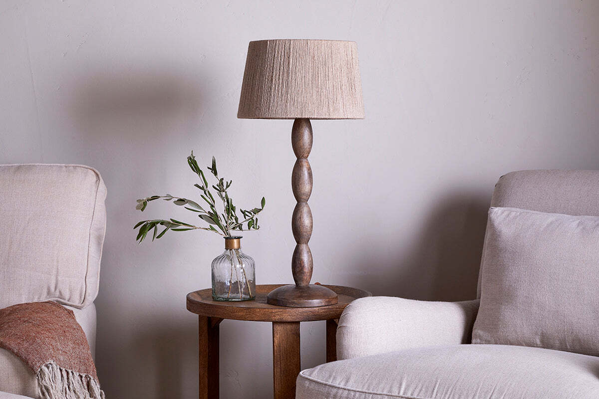 Konali Mango Wood Table Lamp Base - Ash Stain