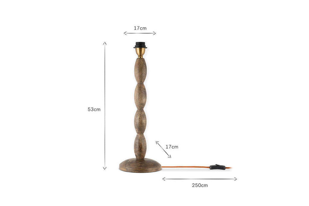 Konali Mango Wood Table Lamp Base - Ash Stain
