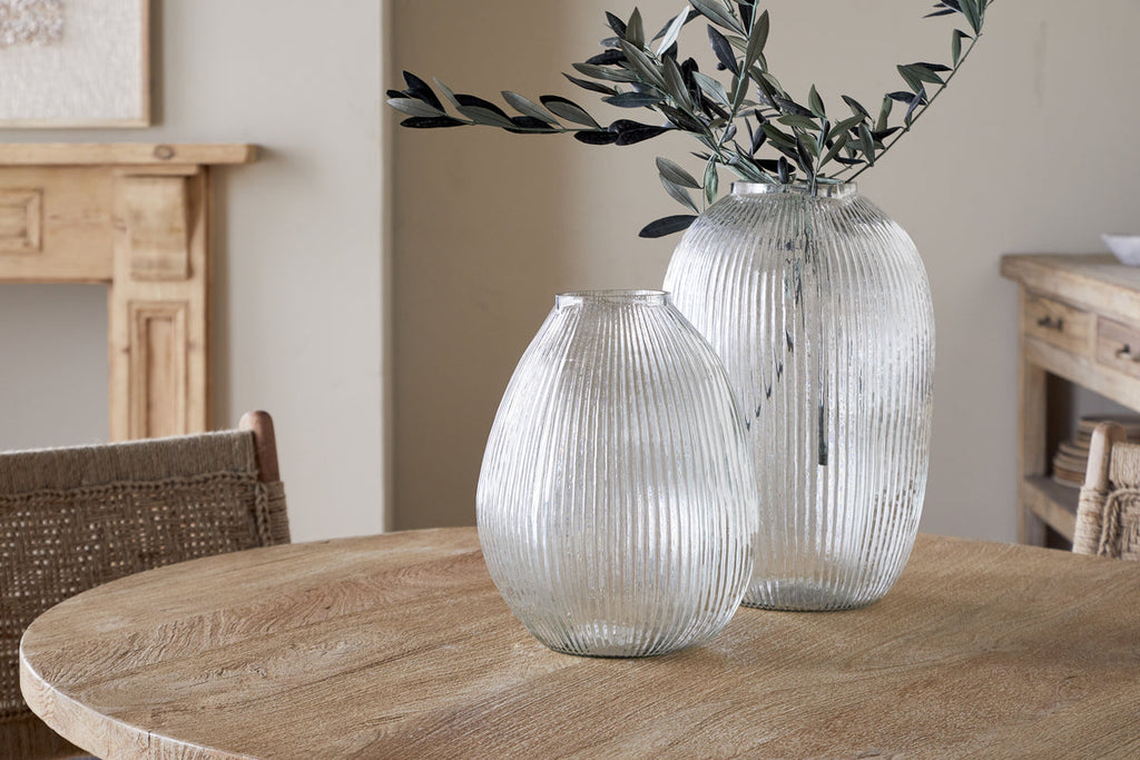 Linsy Ribbed Glass Vase - Clear