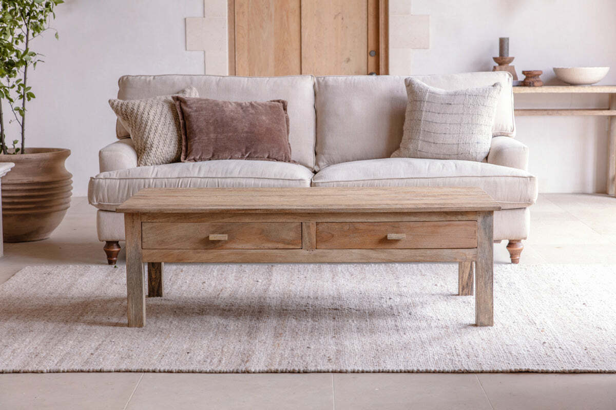 Laali Grooved Mango Wood  Coffee Table - Natural