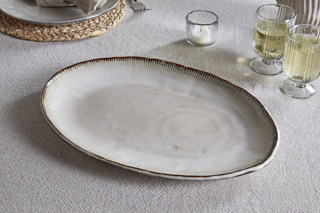 Malia Large Oval Platter - Cream