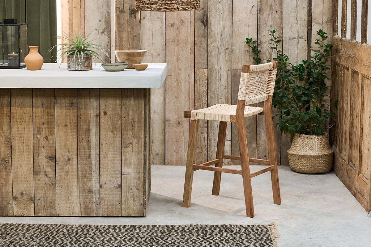 Madrisana Acacia & Rattan Bar Stool