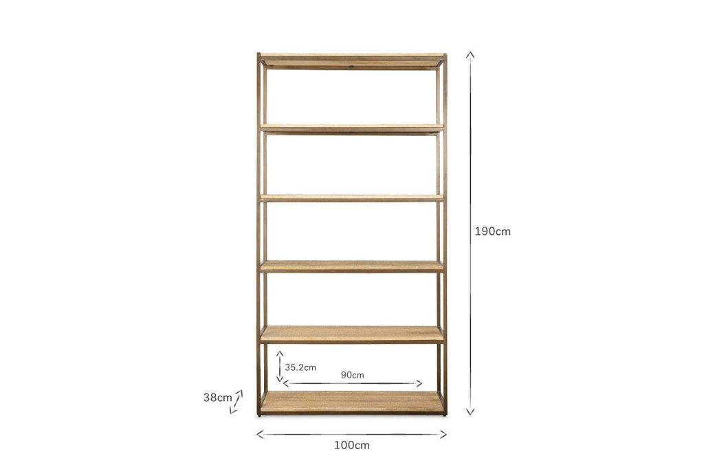 Marjori Mango Wood And Iron Standing Shelves - Wide