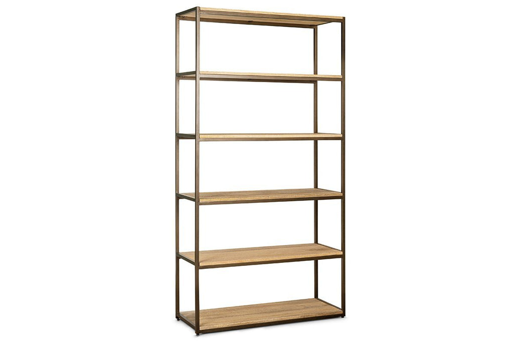Marjori Mango Wood And Iron Standing Shelves - Wide
