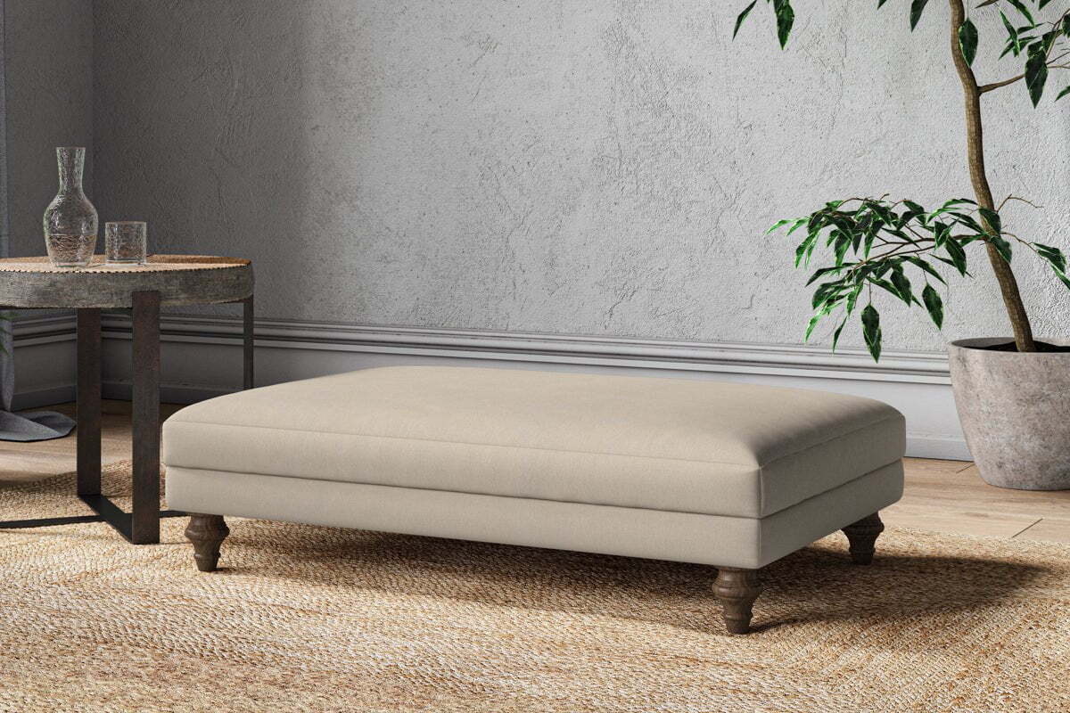 Marri Large Footstool - Recycled Cotton Stone