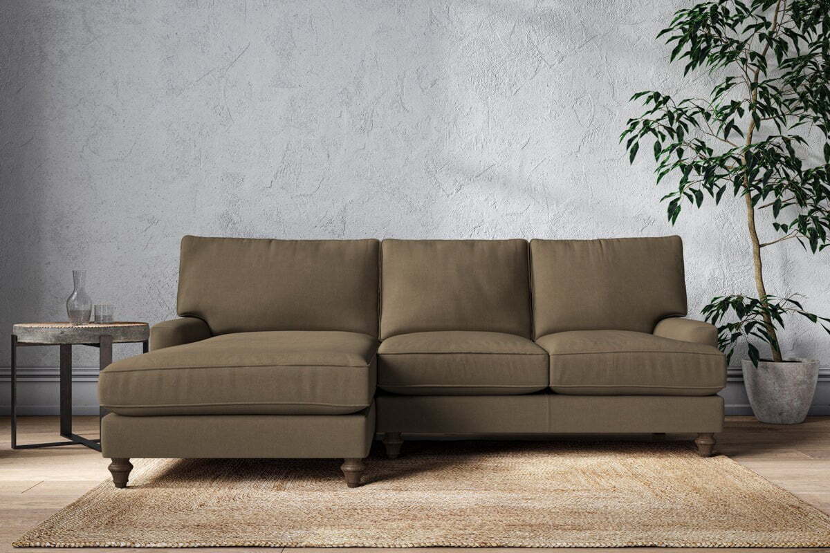 Marri Large Left Hand Chaise Sofa - Brera Linen Chestnut
