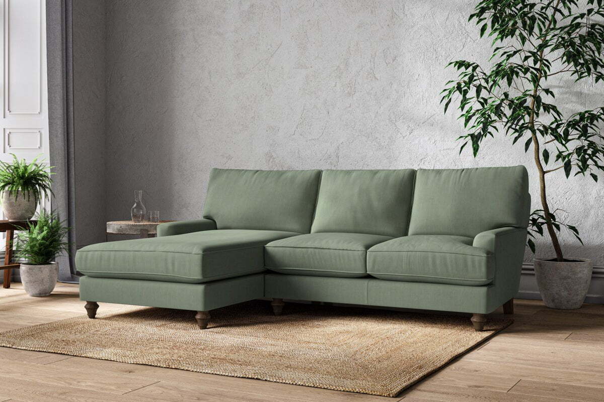 Marri Large Left Hand Chaise Sofa - Brera Linen Jade