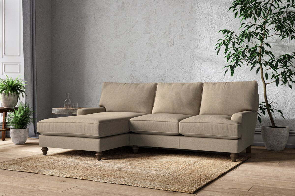 Marri Large Left Hand Chaise Sofa - Brera Linen Pebble