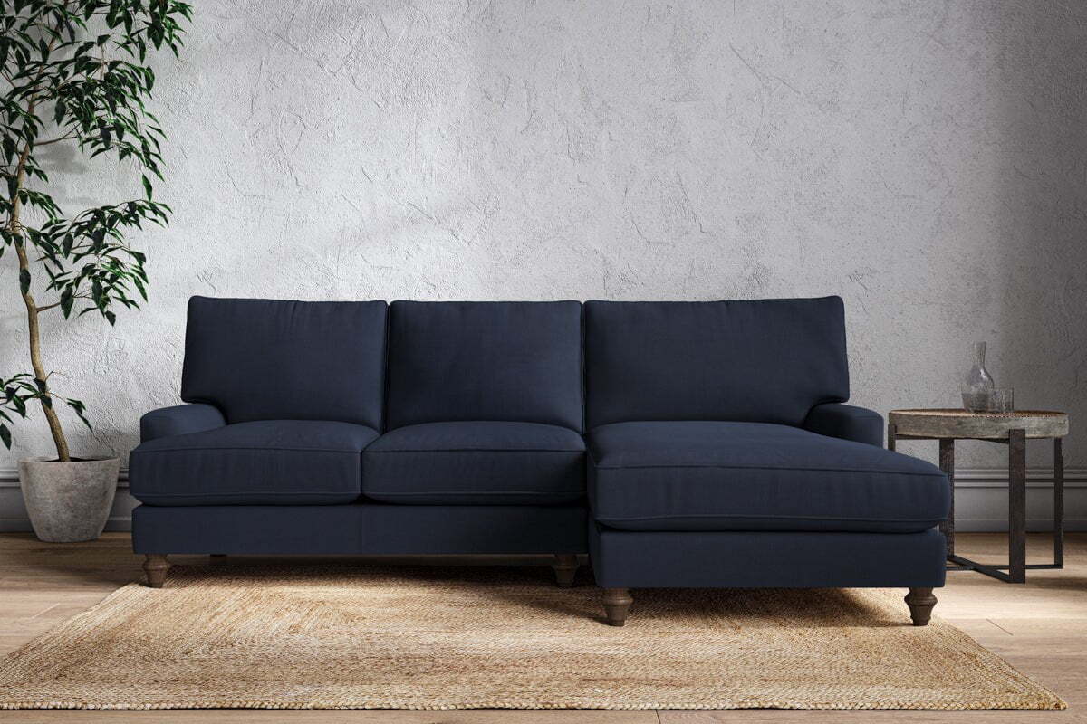 Marri Large Right Hand Chaise Sofa - Brera Linen Indigo