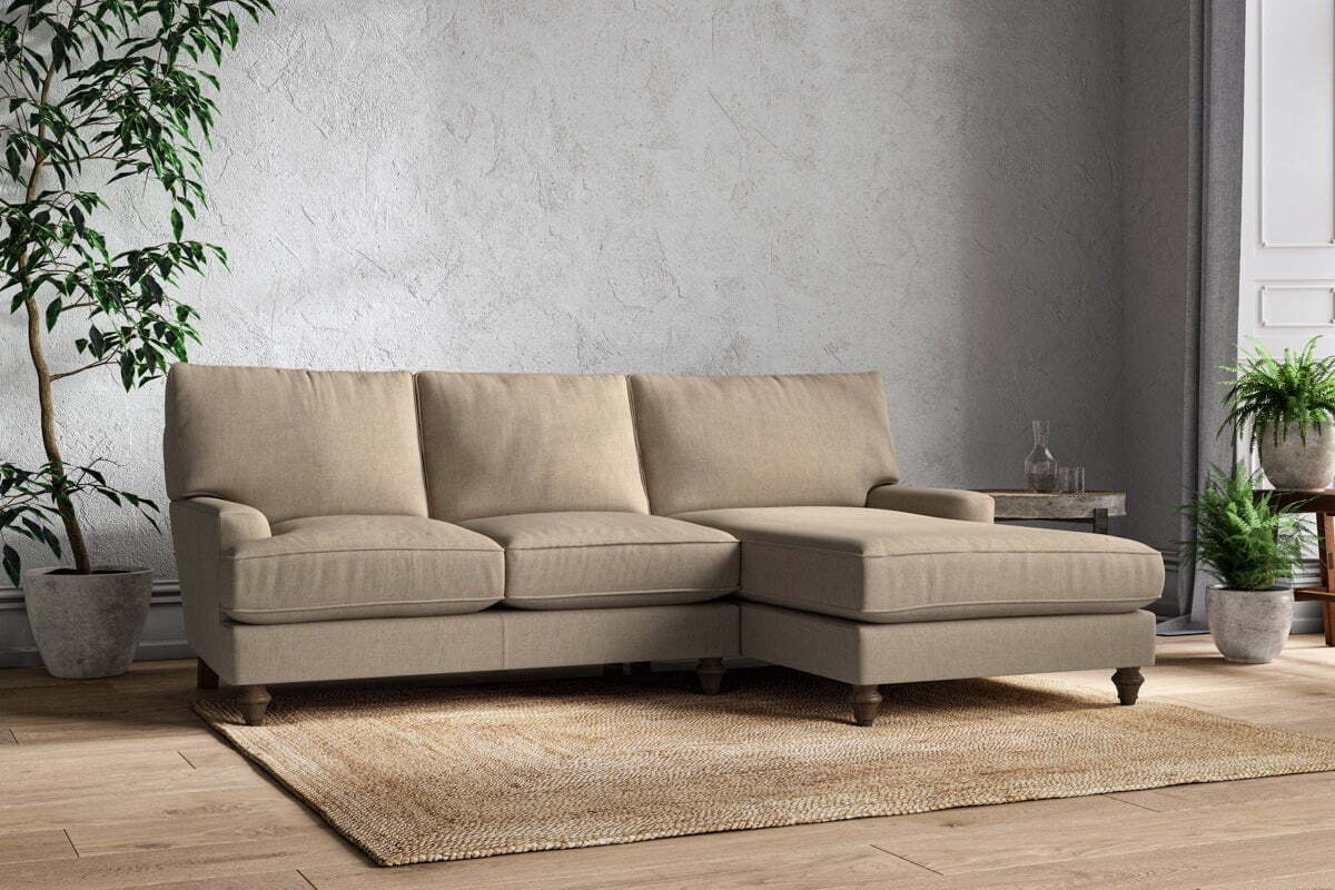 Marri Large Right Hand Chaise Sofa - Brera Linen Pebble