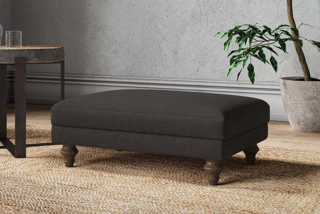 Marri Medium Footstool - Brera Linen Espresso