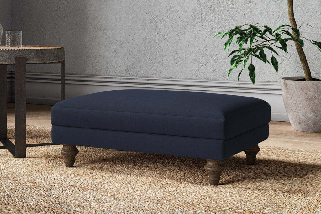 Marri Medium Footstool - Brera Linen Indigo