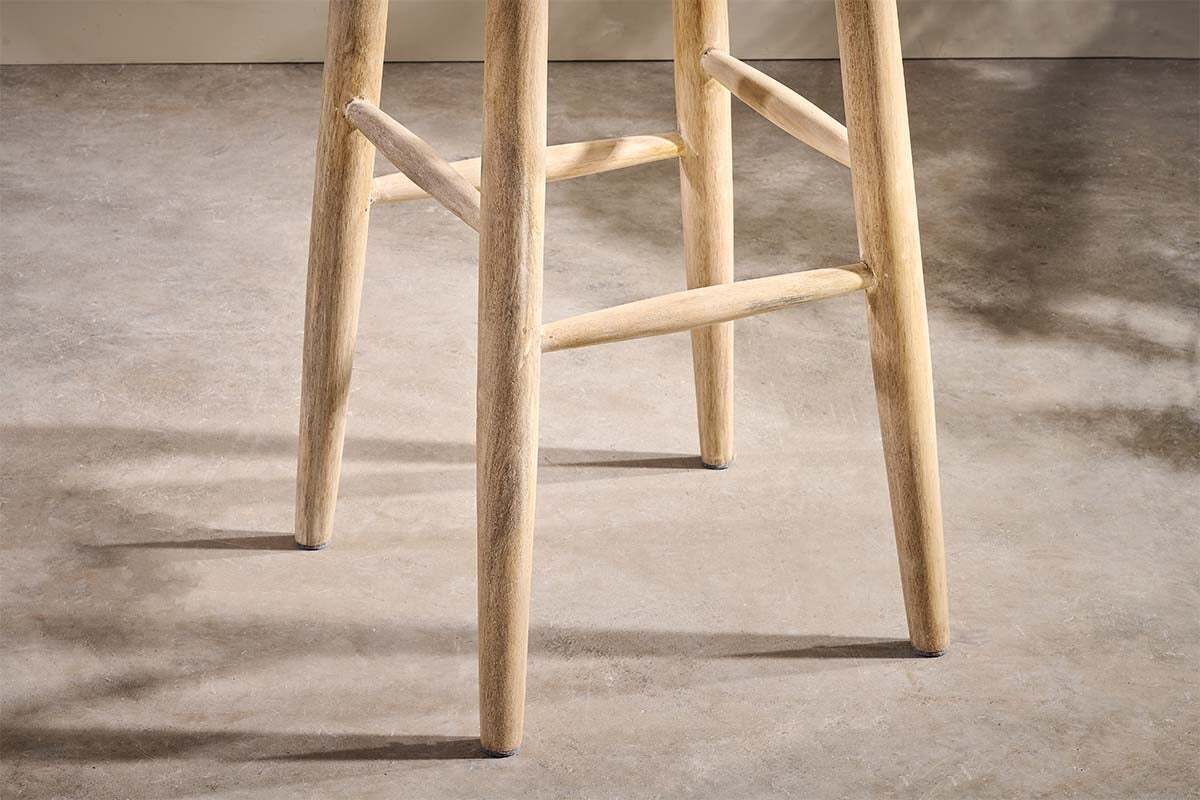 Mengwi Mango Wood Round Bar Stool - Natural