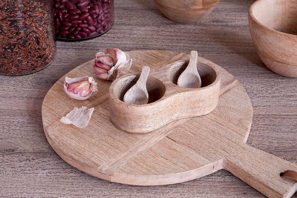Milaku Mango Wood Salt & Pepper Server - Natural