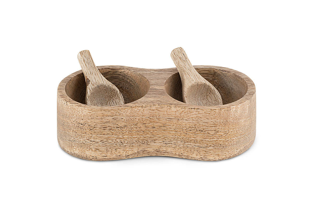 Milaku Mango Wood Salt & Pepper Server - Natural