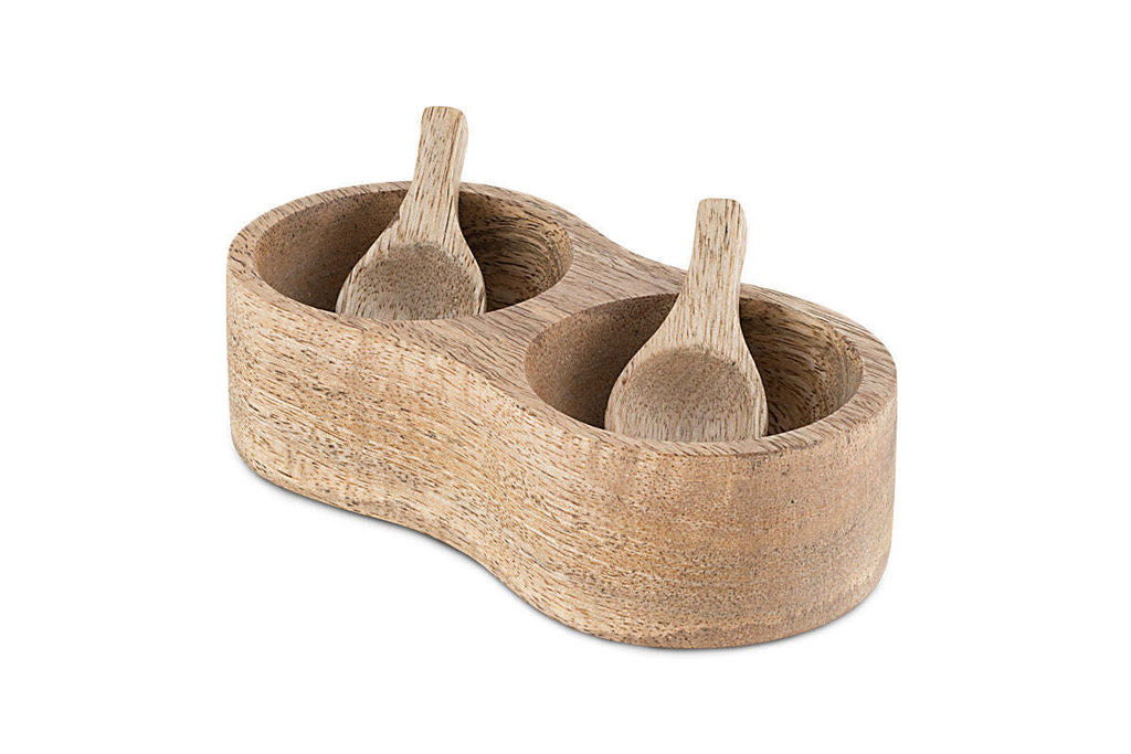 Milaku Mango Wood Salt & Pepper Server - Natural