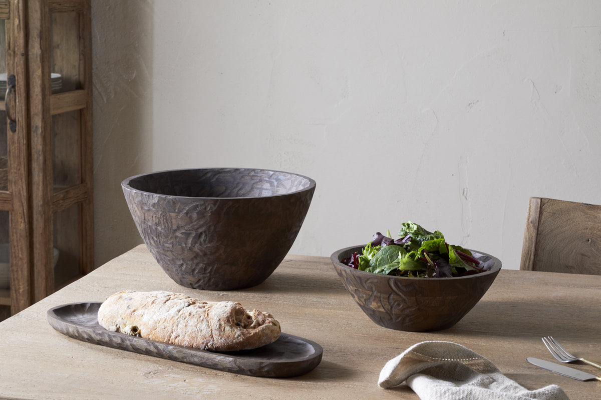 Nyati Wooden Serving Bowl - Dark Brown - Small