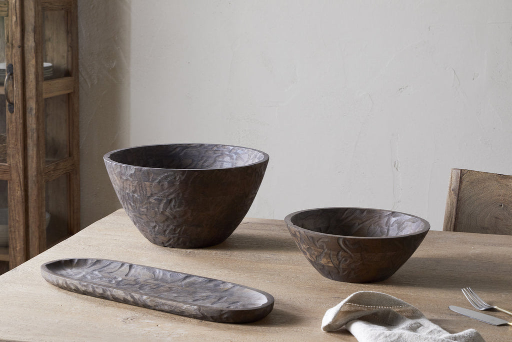 Nyati Wooden Serving Bowl - Dark Brown - Small