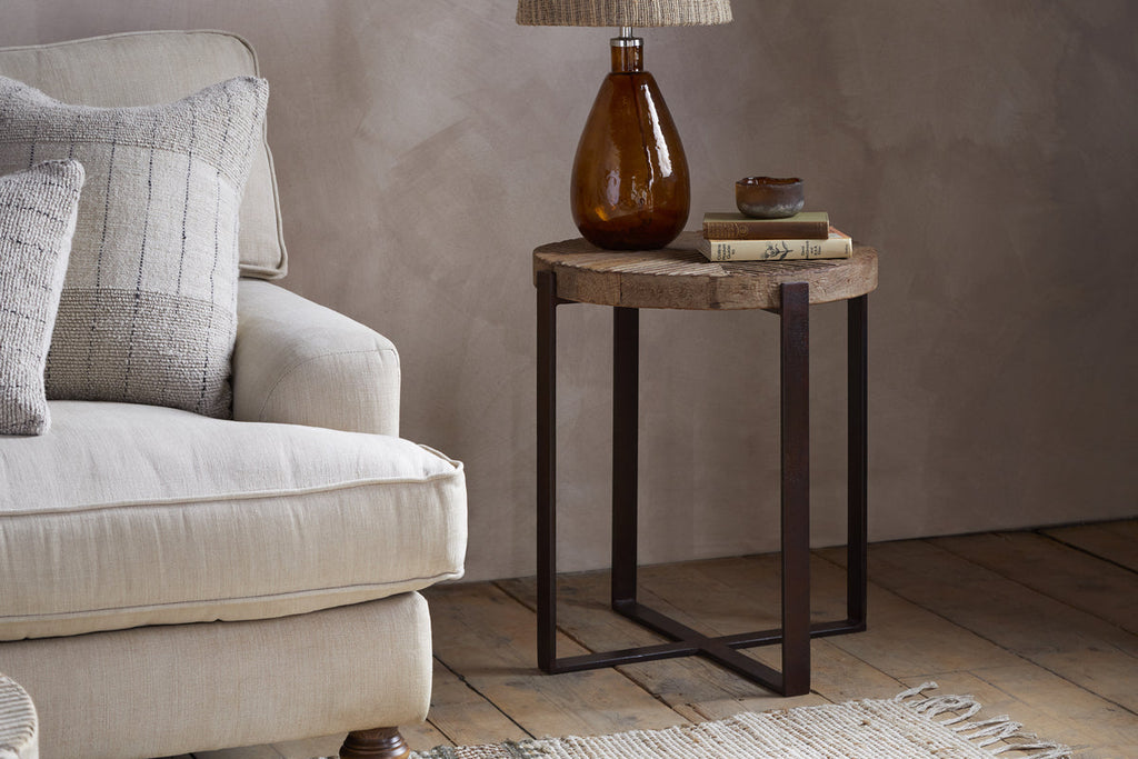 Chakala Reclaimed Wood Side Table - Reclaimed Wood & Iron