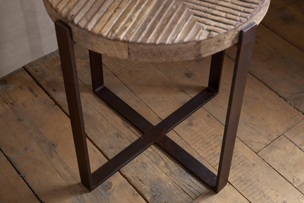 Chakala Reclaimed Wood Side Table - Reclaimed Wood & Iron