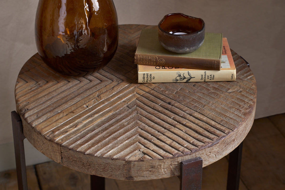 Chakala Reclaimed Wood Side Table - Reclaimed Wood & Iron