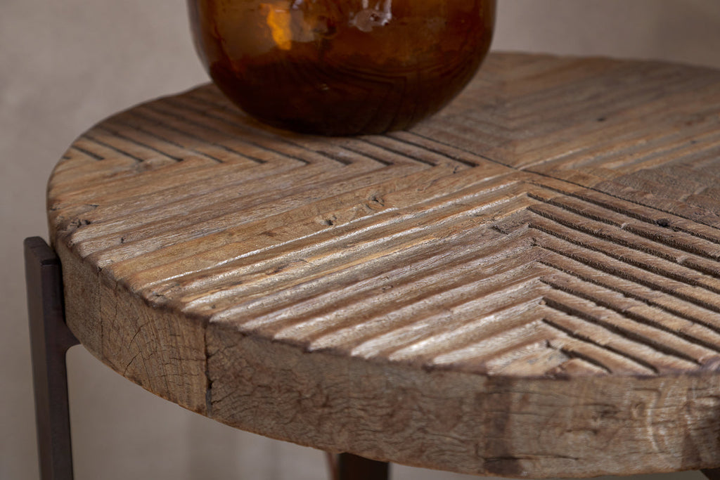 Chakala Reclaimed Wood Side Table - Reclaimed Wood & Iron