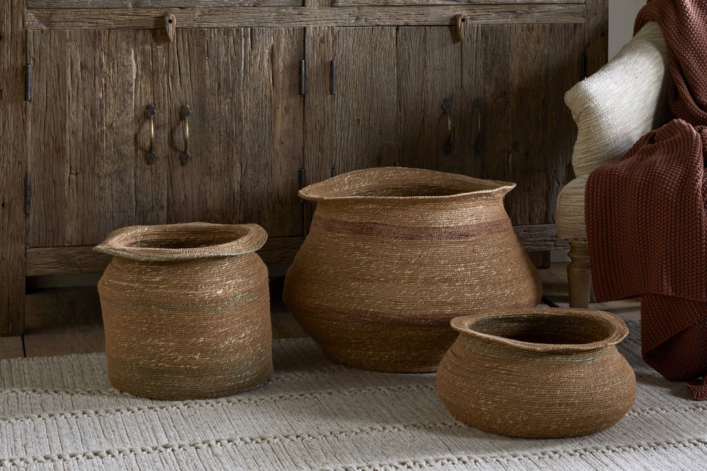 Rana Wide Basket - Natural & Rust