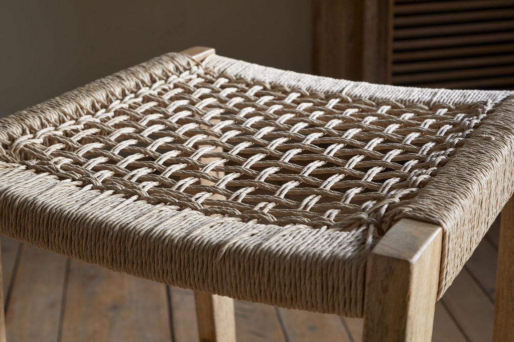 Aamani Mango Wood & Cord Counter Stool - Natural