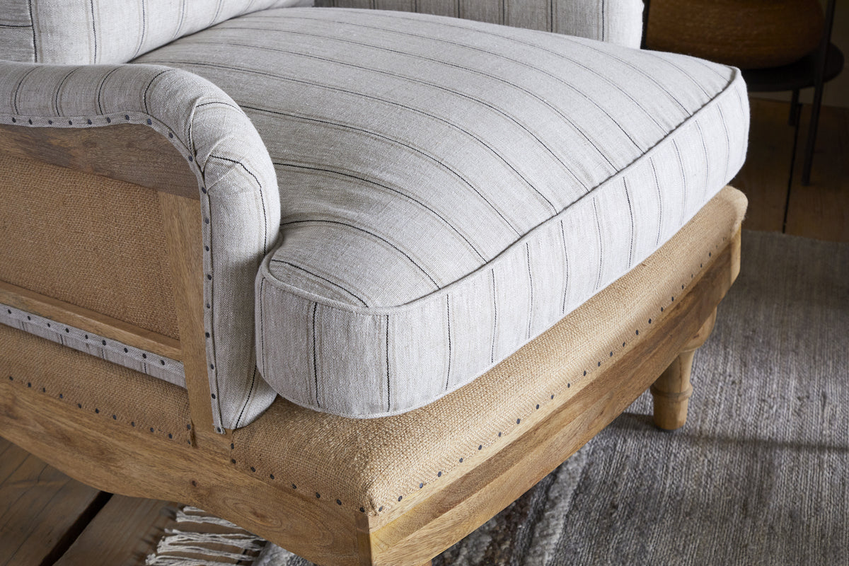 Abe Deconstructed Linen Armchair - Stripe - Natural