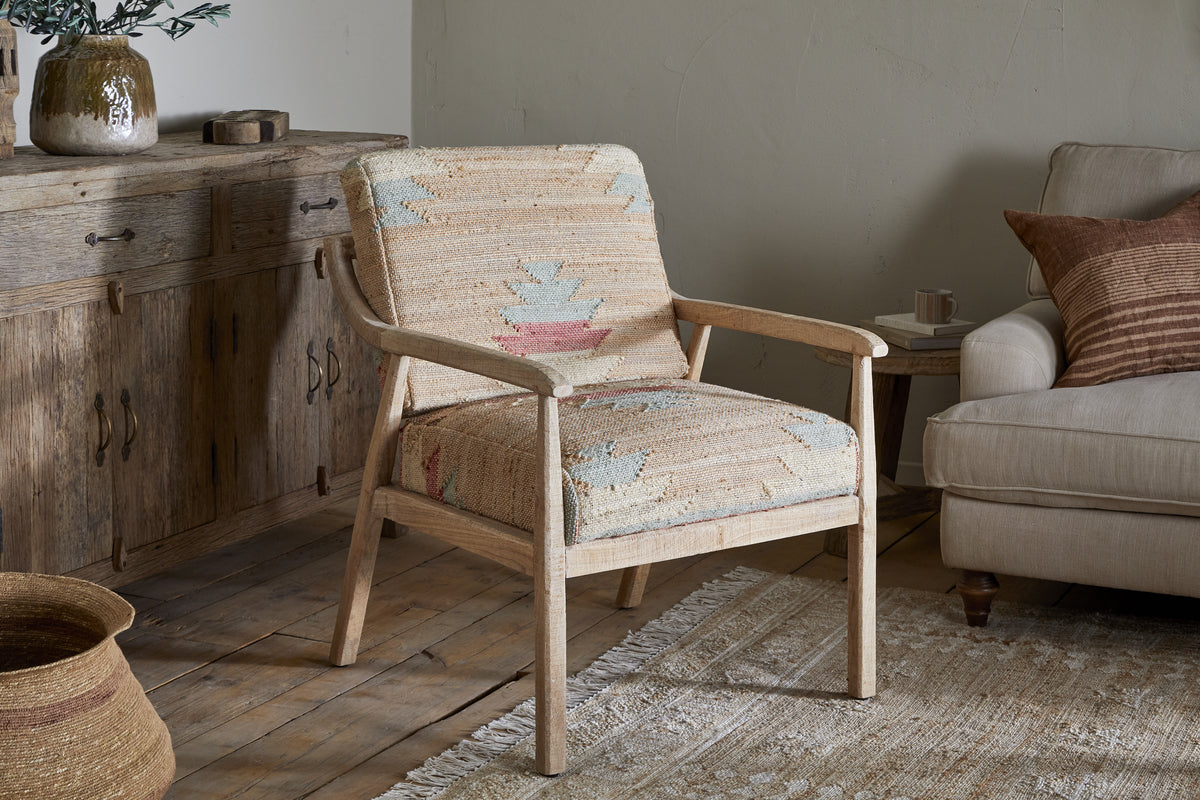 Kavya Kilim Occasional Armchair - Natural
