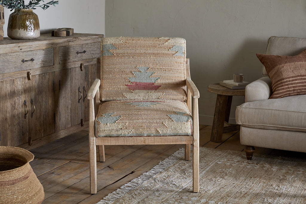 Kavya Kilim Occasional Armchair - Natural