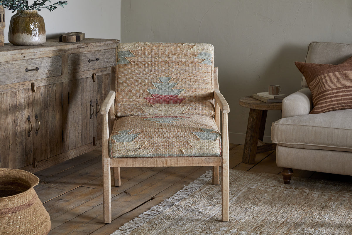 Kavya Kilim Occasional Armchair - Natural