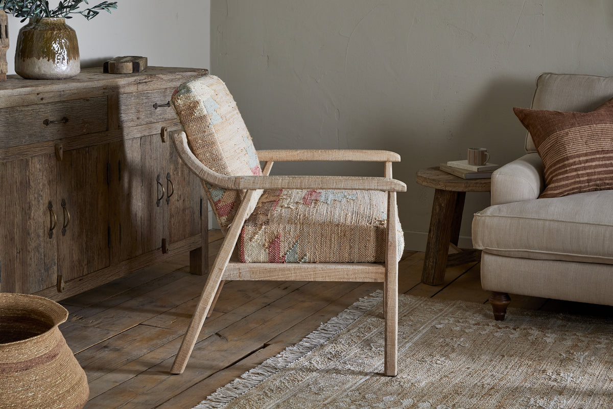 Kavya Kilim Occasional Armchair - Natural