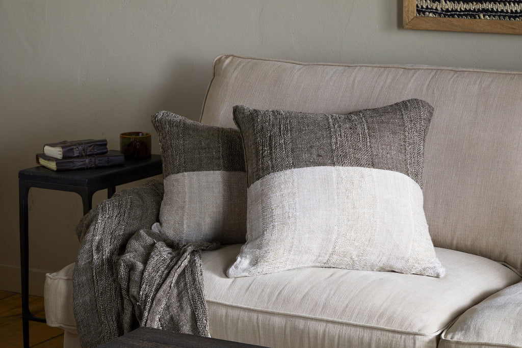 Munir Linen Cushion Cover - Charcoal