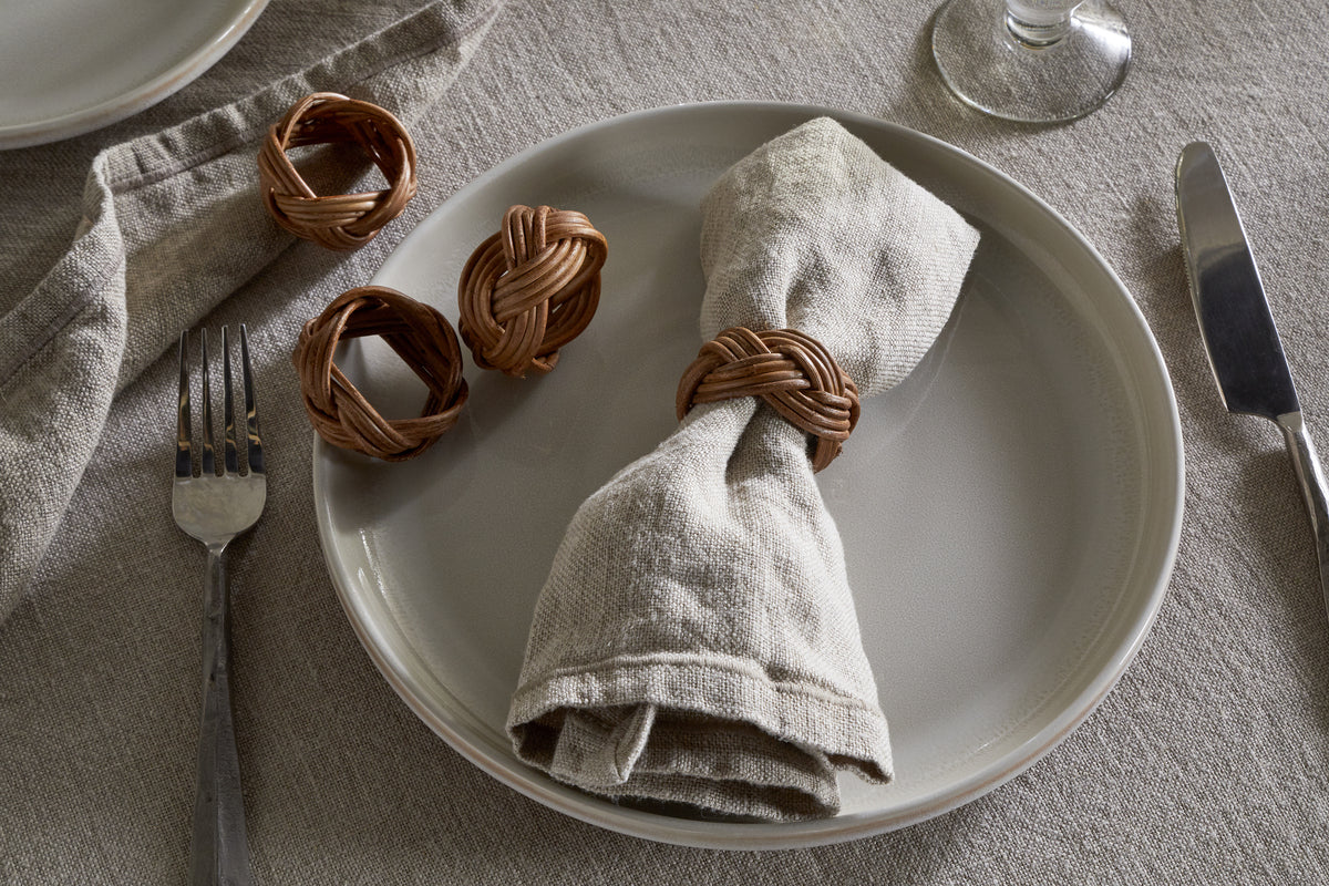 Bersama Rattan Napkin Rings - Natural - (Set of 4)